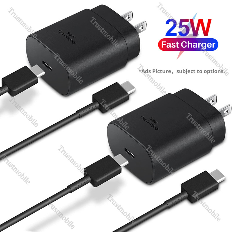 25W Fast PD Charger Cube For Samsung Galaxy S10 S20 S21 S22 USB C Type C Cable