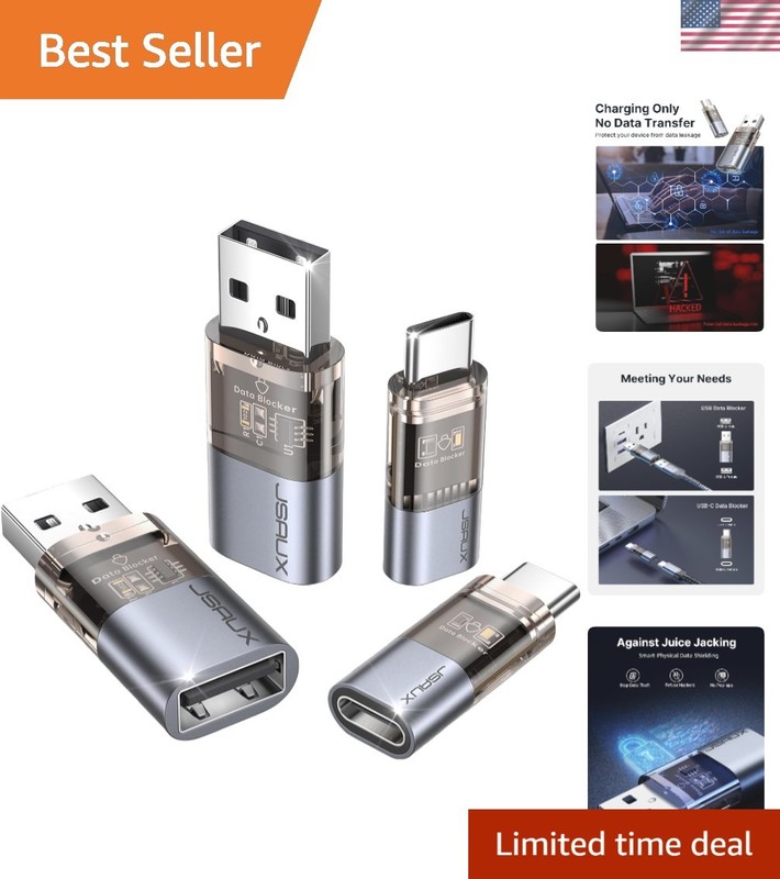 4-Pack USB Data Blockers: Transparent Fast-Charging Protection Against Hacking