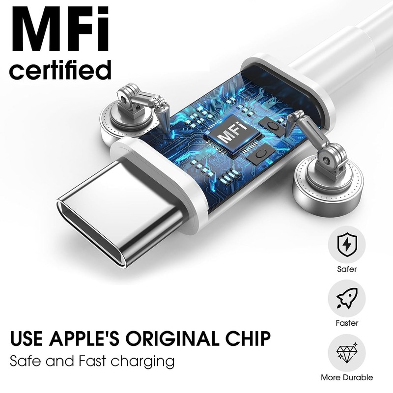 USB C to USB C Cable 3 Pack 6FT 60W Fast Charging for iPhone 17 16 iPad gallery