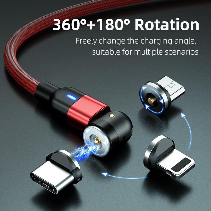 180°+360° Rotate Magnetic Charger Cable Phone Fast Charging Type C Micro USB Lot gallery