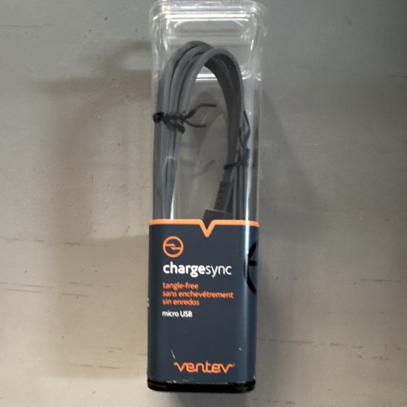 Ventev Gray Micro-USB Tangle-Free Charge Sync Cable Plain Design Universal