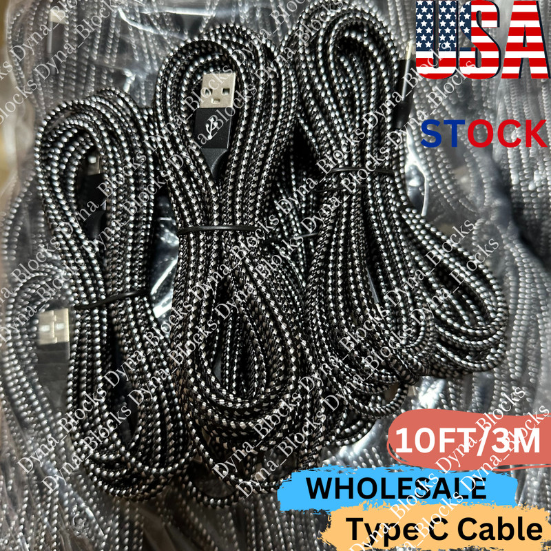 Bulk Lot 10ft USB Type C Fast Charger Cable Charging Cord For Samsung S8 S9 S10