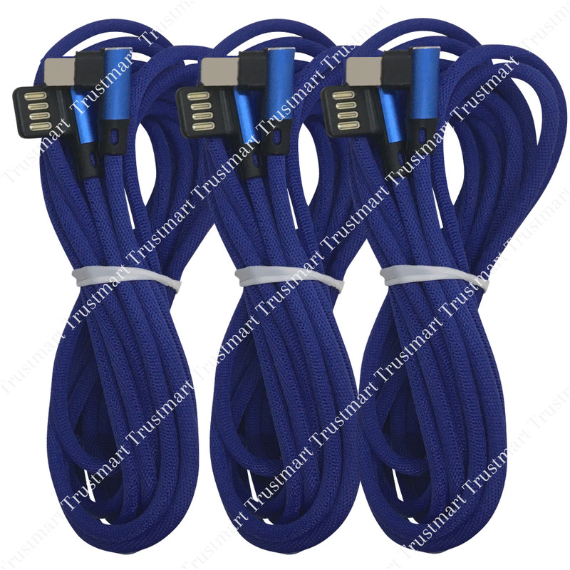 3 Pack 10Ft 90 Degree Angle Charger USB Charging Cable For Apple iPhone XR 8 7 6