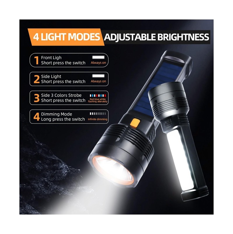 2 Pack LED Rechargeable Flashlight - 100000 Lumens Super Bright Sol... Fast Ship gallery