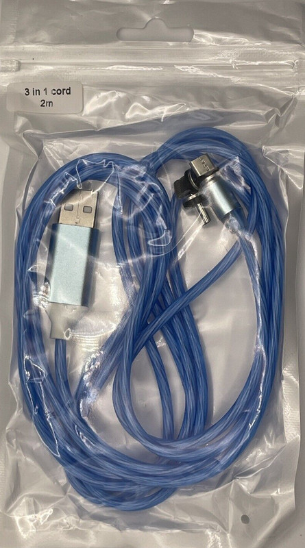 Cellphone USB Charging Cable Android iPhone 14 13 12 11 (3 IN 1) Magnetic Blue gallery