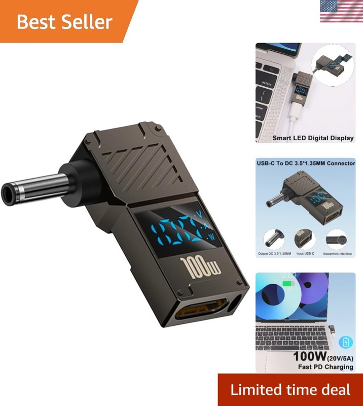 Durable USB Type C to DC Adapter with Smart Display for Safe Laptop Charging