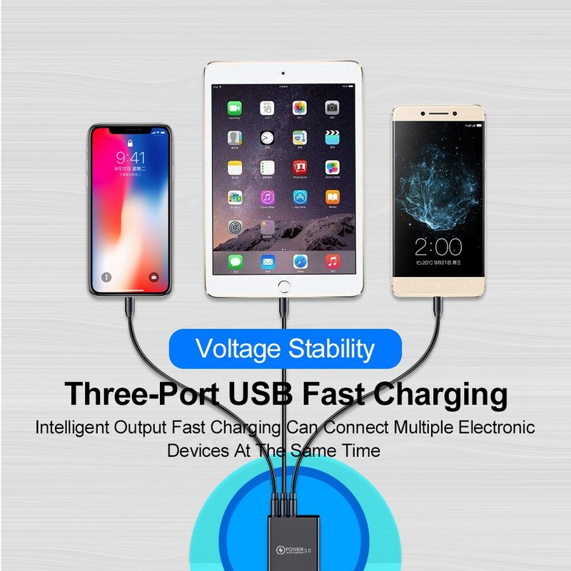 3 Port USB Home Wall Fast Charger for Cell Phone iPhone Samsung Android White gallery