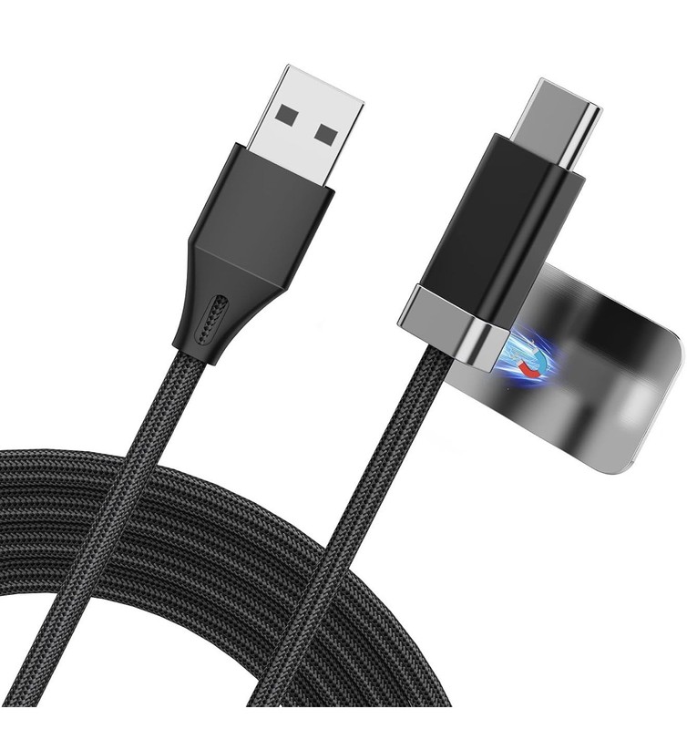 USB A to USB C Cable 3.3FT, Braided StayCable Built-in Magnetic Holder
