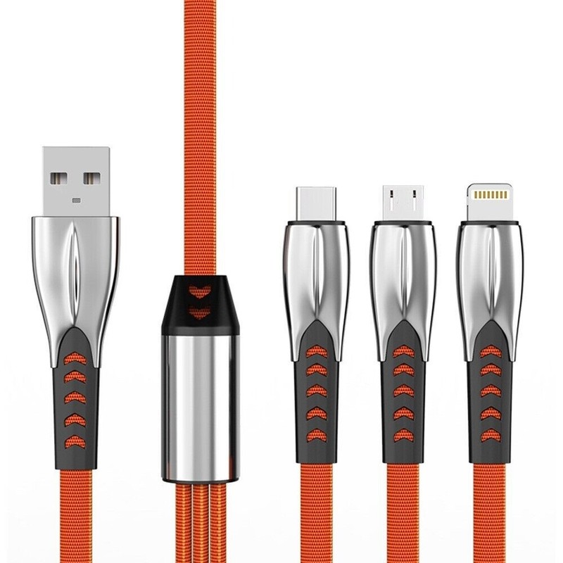 3in1 Fast Charging Cable Charger Cord Type-C Micro USB for Samsung Galaxy S22+