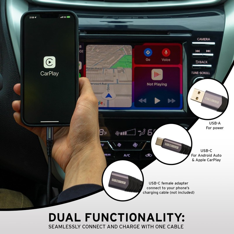 Dash-Sync Car Charger Kit, Dual USB-and USB-A Cable and 12V Adapter, Fast-Cha... gallery