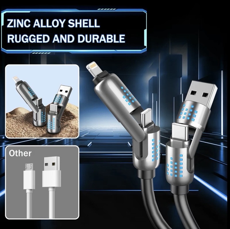 240w 4-in-1 USb-C Cable, PD 5A Fast Charging Cable & Data Sync with USB A,Type C