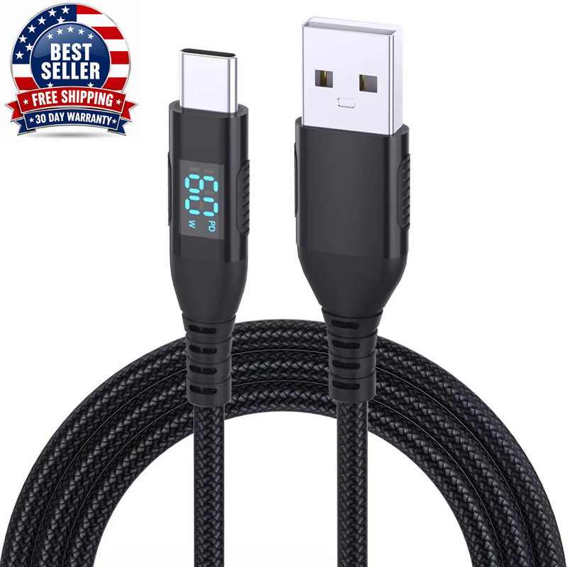 High Quality 1PC USB to Type C Cable 60W Fast Charging Charger Wire LED Display gallery
