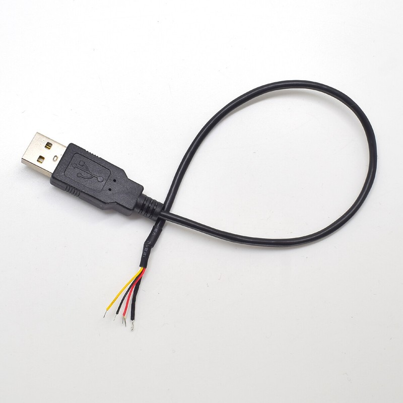 10pcs 30cm/1ft USB 2.0 Male Plug 4 Wire Shield DIY Pigtail Cable Black