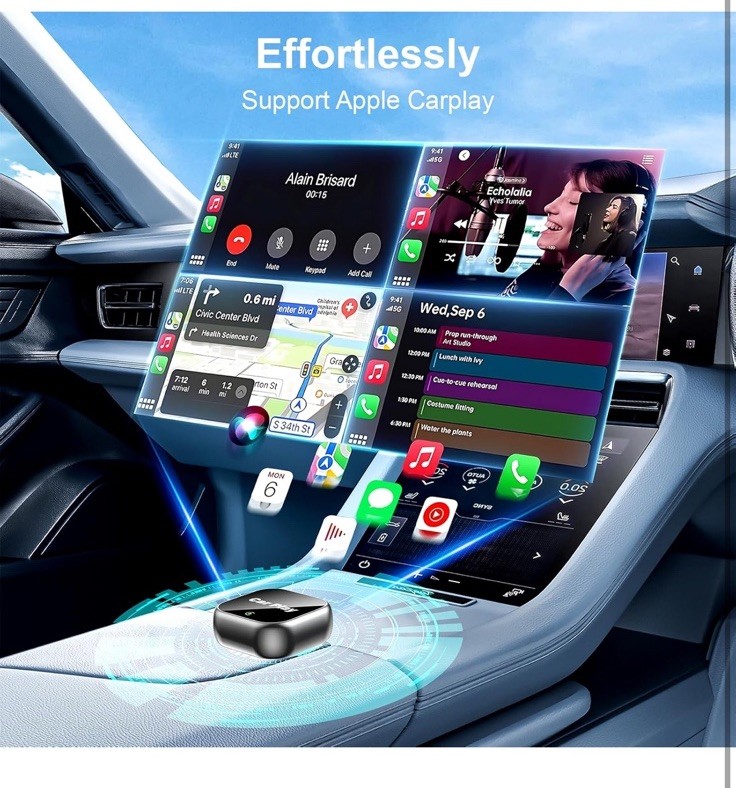 Wireless Carplay Adapter for iPhone Apple, 2026 Mini CarPlay Dongle, Plug & P... gallery