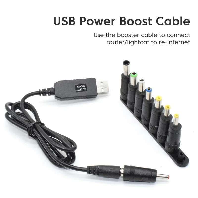 WiFi Power Bank Cable USB to DC 5V 12V Boost Converter Cord for Router Modem gallery