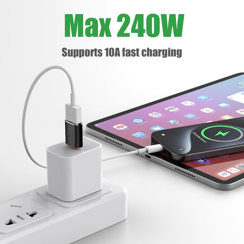 10 Pack USB C to USB Adapter,10Gbps USB a Female to USB C Male Adapter | 120W Fa gallery