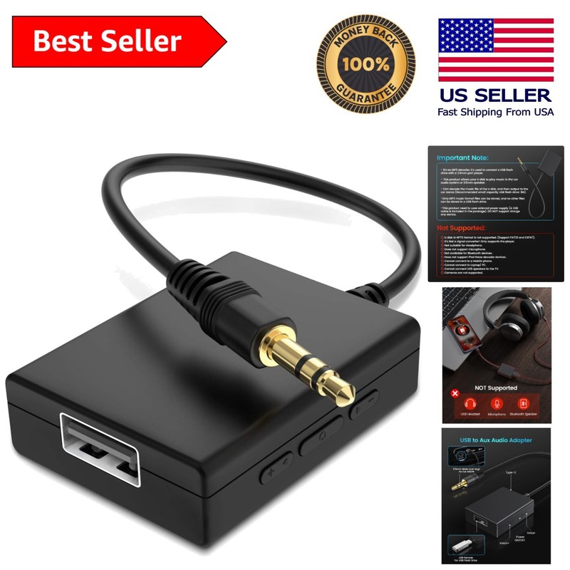Compact 3.5mm Male to USB Female Adapter for Car Audio – Play Music with USB