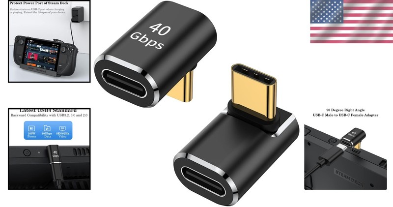2-Pack USB C 90 Degree Adapter | L Shape Connector for Fast Charging & Data gallery