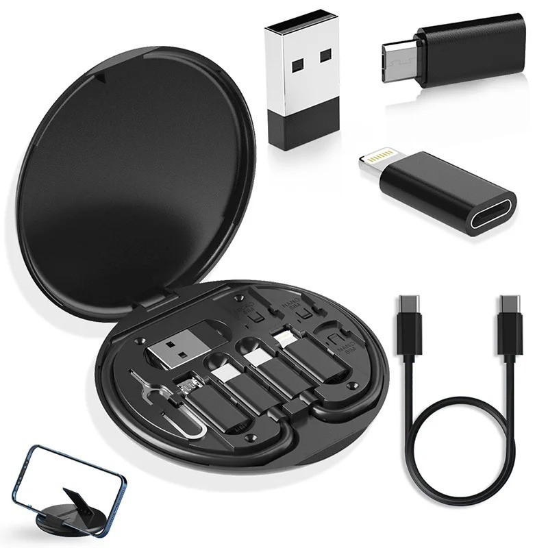 Portable Data Cable Storage Box 60W Fast Charging Cable Adapter Kit