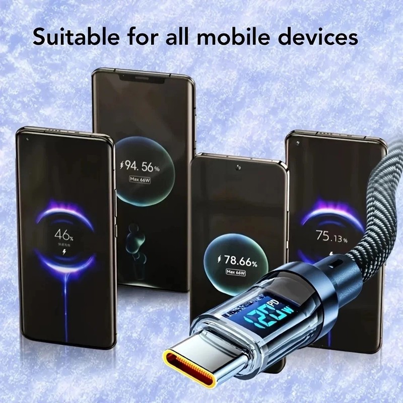 100W USB C Fast Charging Cable LED Display Type C Charger Cord PD QC gallery