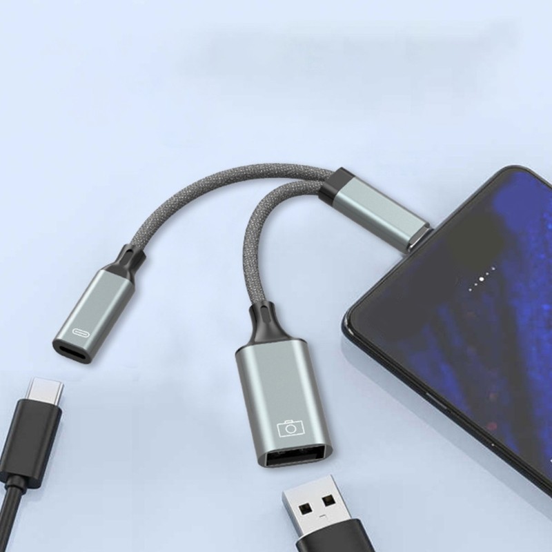 Durability Braide USB C Adapter Double Charging &Audios Port Braide OTG Connecto gallery