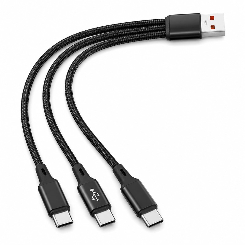 Fibraze USB C Splitter Cable, 5A Fast A Male to 3 7.87 inches, Black