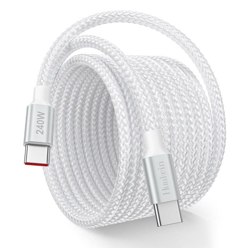 Huukein 240W USB C to C Cable 8ft, Long C C 8 feet, White