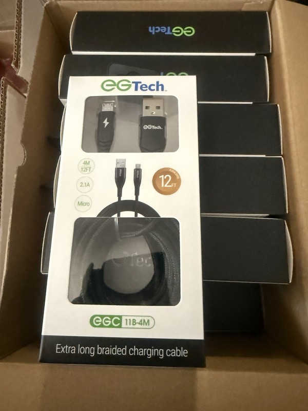 EG Tech 12ft Micro Charging Cable black New