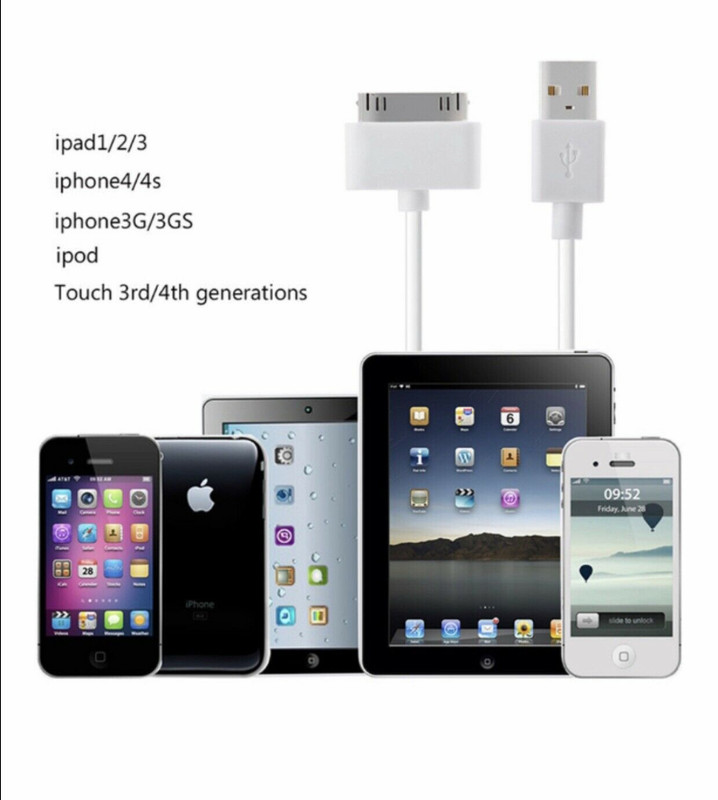 5x 3Ft 30-Pin To USB Charge Sync Cable Charger for Apple iPad iPod Classic Nano gallery