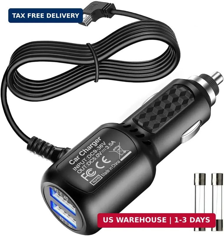 Gebildet Mini USB Power Cord Cable with Dual Port USB,Vehicle Power Charging Cab