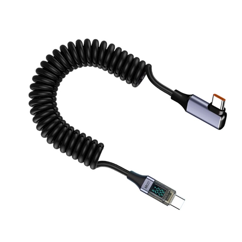 USB C 100W Power Delivery Charging Cord Wire with Digital Display Stretchable gallery
