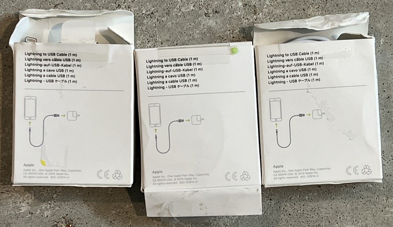 Lot of 3 Apple Lightning to USB Cable (1 m) MXLY2AM/A A1480 - Open Box gallery