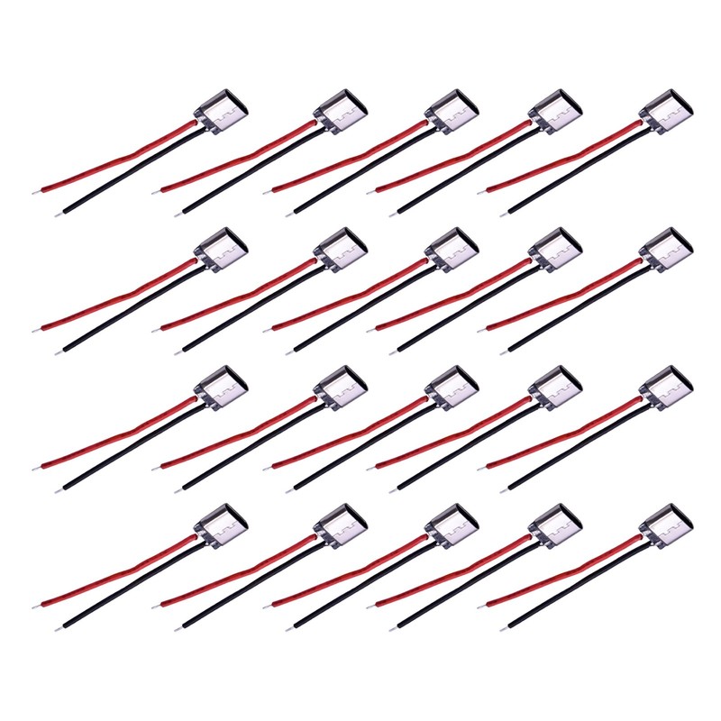 20Pcs Type-C 2-Pin Welding Wire Female Connector Cable Female Socket 5V 3A;