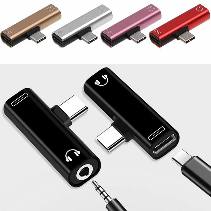 2 in 1 Type C to 3.5 mm and Charger Headphone Audio Jack USB C Cable Adapter US gallery