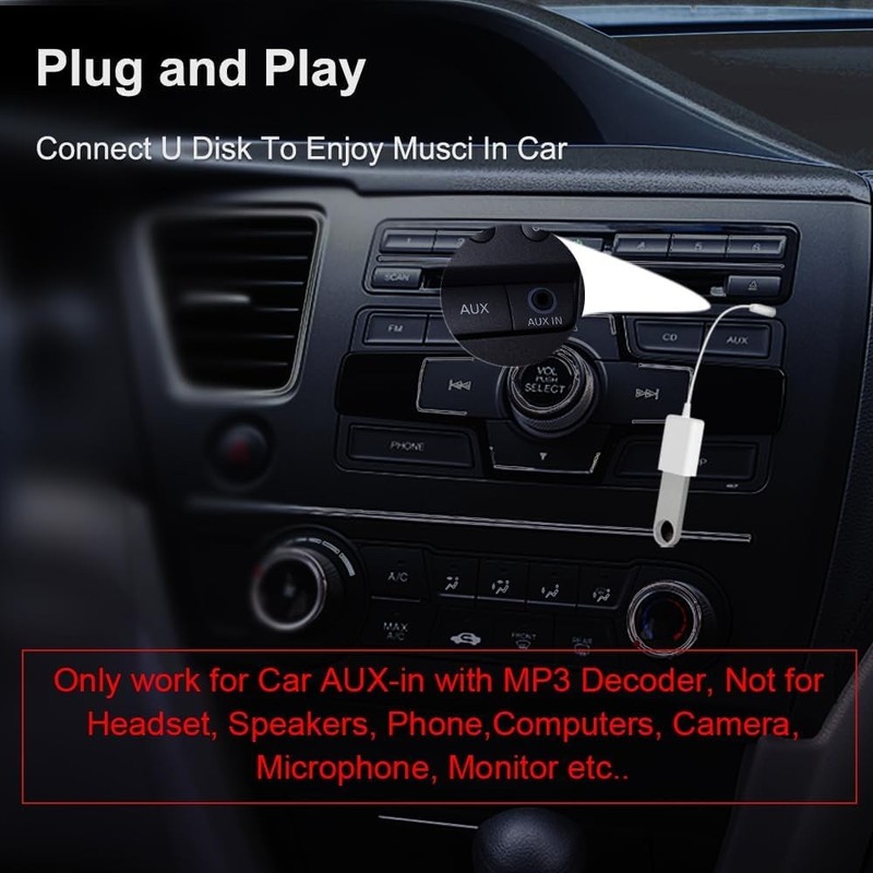 MP3 Compatible AUX to USB Adapter for Car - Play Music via USB Flash Drive gallery
