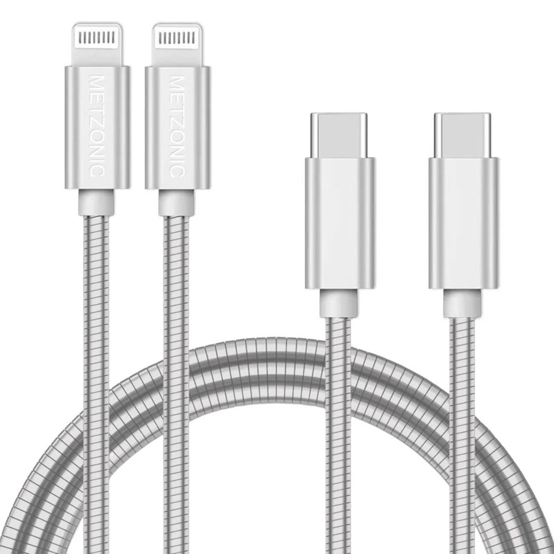 MFi Certified Lightning Cable [2 Pack 6.6 Feet] Metal Braided Type C to Light…