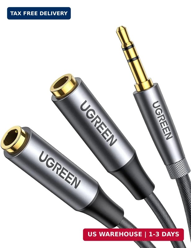 Headphone Splitter 3.5mm Aux Splitter 2 Female to 1 Male Audio Y Stereo Dual Hea