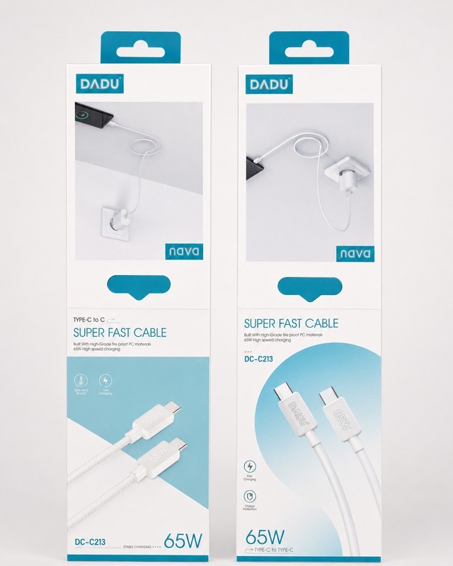 DADU 65W USB C to USB C Fast Charging Cable 2 Pack Nylon PVC 3.3FT White