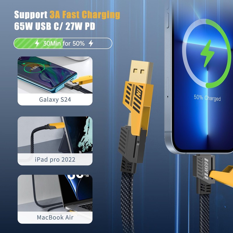 Multi Charging Cable 4-in-1, 6Ft Fast Charging Cable Universal Charging Cord ... gallery