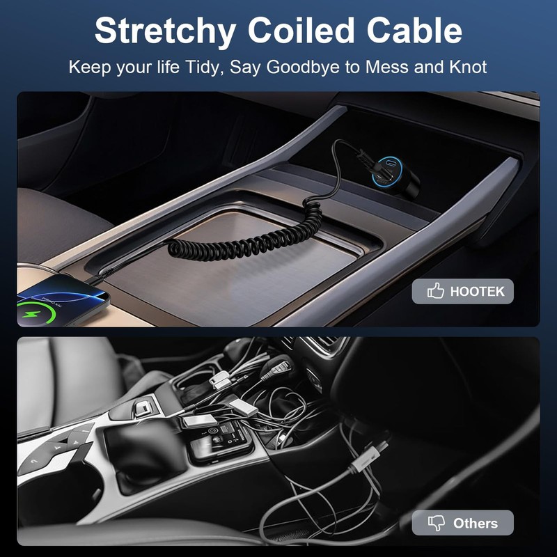 USB to C Coiled Cable Fast Charging 6FT, 6 feet (retractable), Black gallery