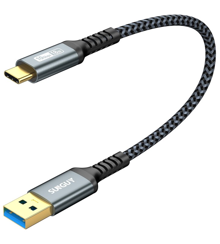 10Gbps Android Auto USB Cable 1FT 3A Type C 3.1 Gen2 Short Sync Cord Grey