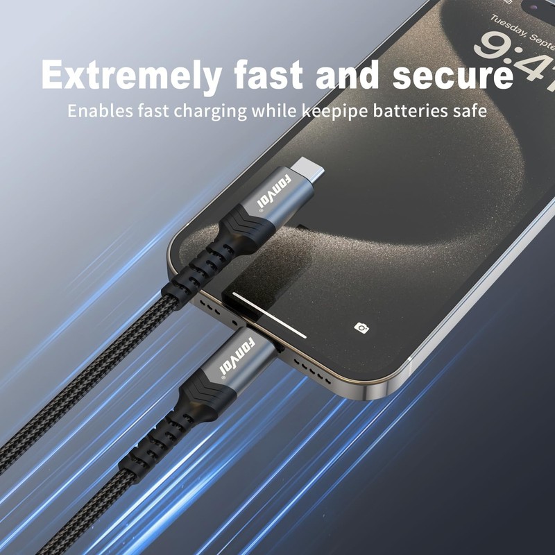 2 Pack USB C to C Cable For iPhone 15 Fast Charging Cord 4FT Power Wire Lead gallery