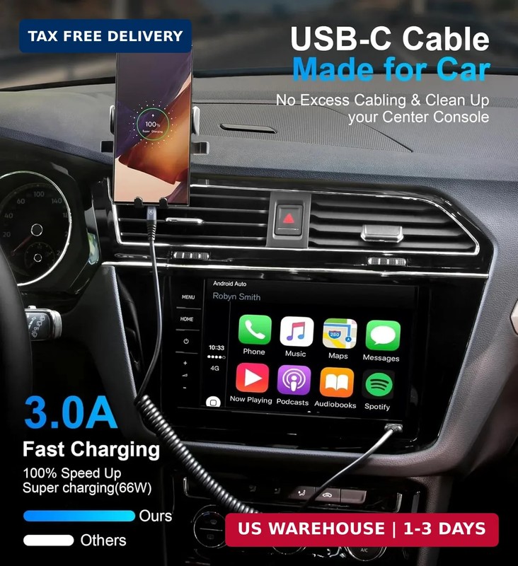 USB Type C Charger Cable Fast Charging, [2-Pack, 3ft] Coiled USB A to Type C Cha gallery