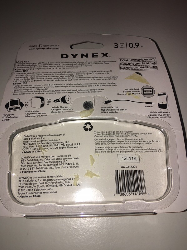 NEW Dynex DX-C114201 Universal 3'-ft Micro-USB Charge & Sync Cable/Power Adapter gallery