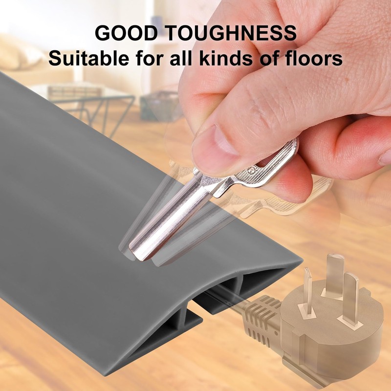 20Ft Floor Cord Cover Gray Silicone Cable Protector Easy 20Ft, Silicone-gray gallery