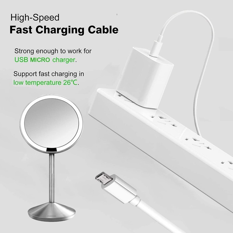 White Micro USB Charging Cable Cord for Simple Human Sensor Mirror 5 8 Inch gallery