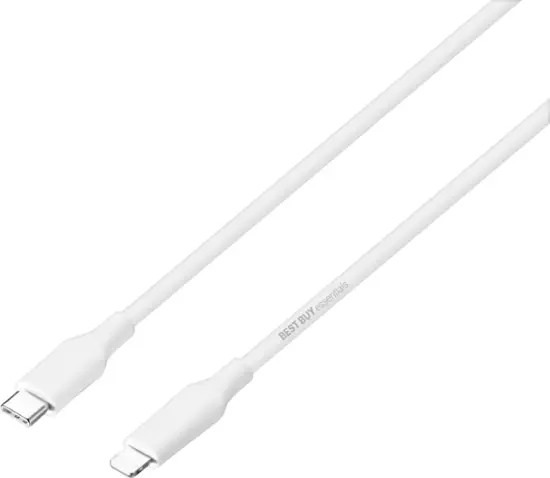 Best Buy essentials™ - 5' USB-C to Lightning Charge-and-Sync Cable - White gallery