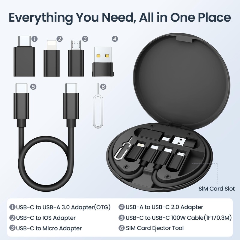 Multi USB C Charger Adapter Cable Kit 5+1,Travel Type C to iOS Adaptor Box wi... gallery