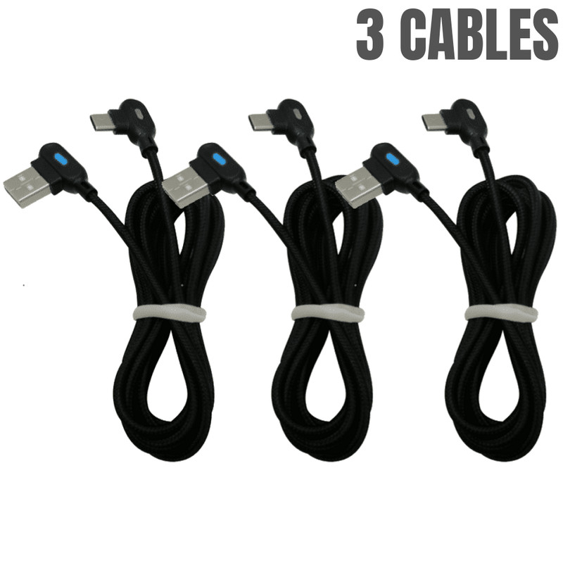 Braided Right Angle Type C Charger Cable USB C Cord For iPhone 15 16 Samsung Lot gallery