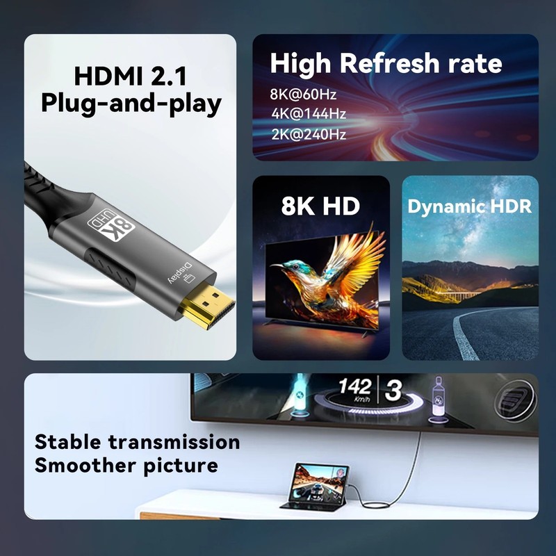 8K USB C to HDMI 2.1 Cable Adapter 8K60Hz Type C to HDMI Cable for Thunderbolt gallery